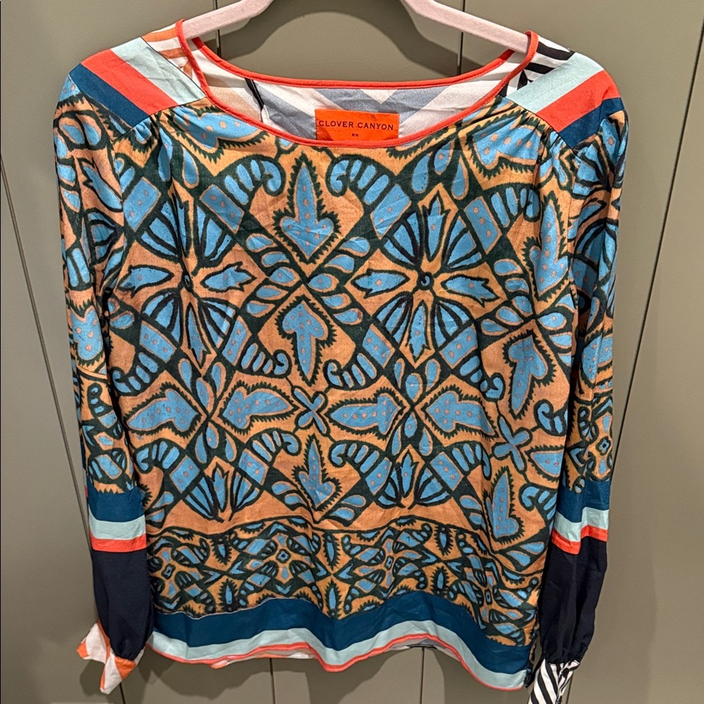 NWOT Clover Canyon Multicolor Geometric Long Sleeve Top sz S